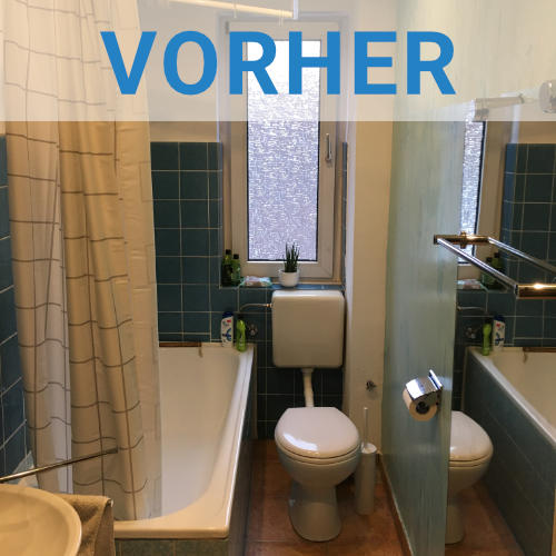 Bad mit Badewanne auf kleinem Raum vor der Sanierung